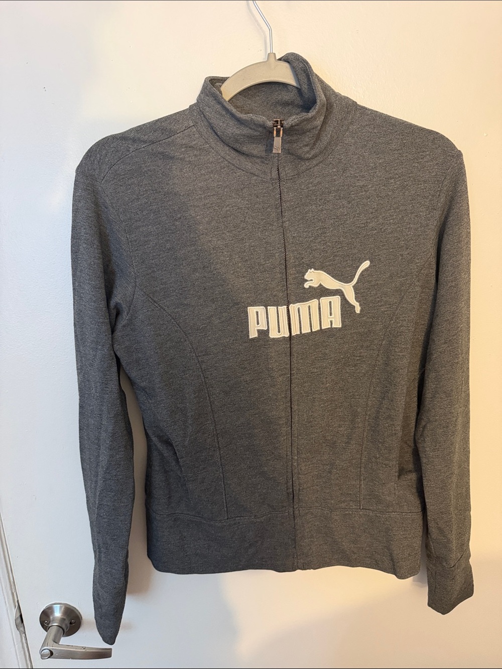 Puma Charcoal Gray Full-Zip Bomber Jacket with White Logo